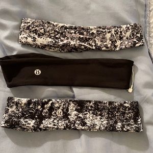 3 lululemon  authentic headbands black never worn , other 2 worn twice
